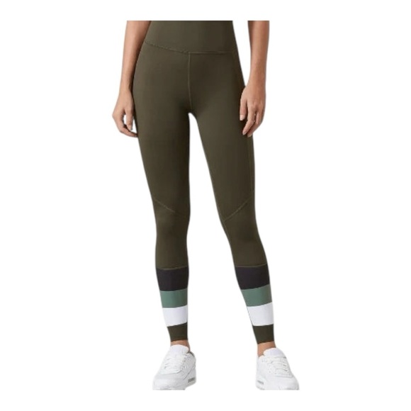 Lilybod Ace Full-Length Leggings in Olive/Colorblock. Size Small. - Picture 2 of 10